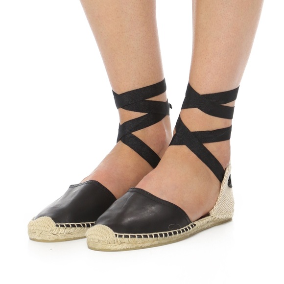 soludos black leather espadrilles